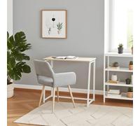 FURNISH 1 escritorio de estudio plegable de madera de roble resistente para el trabajo en casa oficina compacta de estilo escandinavo con diseño plegable con marco de metal para estudiar un ordenador