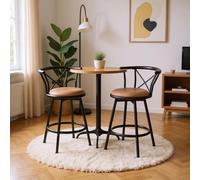 FURNISH 1 juego de 2 taburetes de salón giratorios industriales con respaldo de metal, rotación de 360°, altura de asiento 63 Cm, taburetes altos vintage con reposapiés para uso diario en el salón