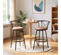 FURNISH 1 juego de 2 taburetes de salón giratorios industriales con respaldo de metal, rotación de 360°, altura de asiento 75,5 Cm, taburetes altos vintage con reposapiés para uso diario en el salón