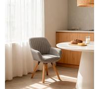 FURNISH - Silla de comedor (57 x 56 x 83 cm), diseño de patas de madera maciza, color gris