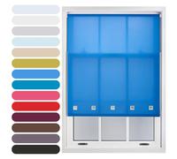 FURNISHED Persianas de Cocina de poliéster con Ojales Cuadrados Que filtran la luz Natural, recortables para Ventanas, Azul, 100W x 165H cm