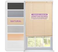 FURNISHED Persianas Venecianas para Ventanas, Cortinas de PVC de Fácil Instalación, Recortables para Hogar y Cocina, Lamas de 25 mm con Accesorios Seguros para Niños - Natural 85W x 210L cm