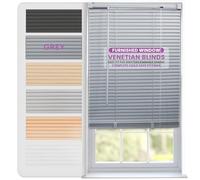 FURNISHED Persianas Venecianas para Ventanas, Cortinas de PVC de Fácil Instalación, Recortables para Hogar y Cocina, Lamas de 25 mm con Accesorios Seguros para Niños - Gris 155W x 210L cm