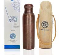 FURNISHFUL FINESSE Botella de Agua de Cobre Puro, 34 oz, Diamante Negro Antiguo, para Beber, Viaje, Gimnasio, Senderismo y Ayurvédica