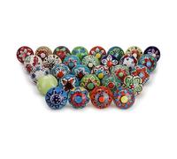 FURNISHFUL FINESSE Pomos de cerámica multicolor surtidos para cajones de cocina, alacena, armario, pomos bohemios decorativos, herrajes para muebles, cómodas, cajones, paquete de 30