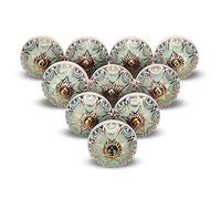 FURNISHFUL FINESSE Pomos dorados de cerámica para armarios, 6 unidades, color verde, para puertas de armarios de cocina, tiradores de muebles para tocador, armario, decoración interior del hogar,