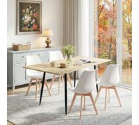 FURNITABLE Mesa de comedor con 4 sillas, juego de comedor rectangular, mesa de cocina extensible, conjunto de comedor y sillas de comedor para salón, cocina, oficina, 120-160 cm (mesa de roble+4