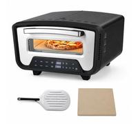 FURNITEX Horno eléctrico para pizza, 12 l, 2200 W | Horno con deslizador, piedra para pizza, pantalla táctil, 8 programas, para pizzas de 30 cm