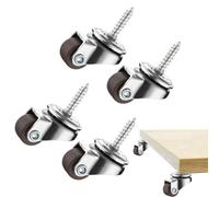 Furniture Caster Wheels 4X Set | 0.5 Inch Mini Small M4 Threaded Stem Rollers | Sturdy Self Adhesive Replacement Moving Wheel For Chairs Carts Workbenches, Quiet
