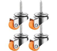 Furniture Caster Wheels 4X Set | 0.5 Inch Mini Small M4 Threaded Stem Rollers | Sturdy Self Adhesive Replacement Moving Wheel For Chairs Carts Workbenches, Quiet