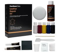 Furniture Clinic Kit Completo de Reparación de Cueros - 12 Opciones de Colores para Sofás, Asientos de Coche - Remienda, Rellena y Retoca Arañazos, Desgarros y Otras Áreas Dañadas (Tan)