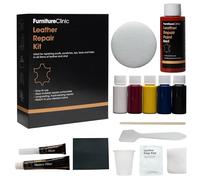 Furniture Clinic Kit Completo de Reparación de Cueros - 12 Opciones de Colores para Sofás, Asientos de Coche - Remienda, Rellena y Retoca Arañazos, Desgarros y Otras Áreas Dañadas (Rojo)