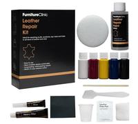 Furniture Clinic Kit Completo de Reparación de Cueros - 12 Opciones de Colores para Sofás, Asientos de Coche - Remienda, Rellena y Retoca Arañazos, Desgarros y Otras Áreas Dañadas (Gris)