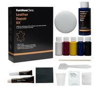 Furniture Clinic Kit Completo de Reparación de Cueros - 12 Opciones de Colores para Sofás, Asientos de Coche - Remienda, Rellena y Retoca Arañazos, Desgarros y Otras Áreas Dañadas (Azul)