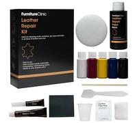 Furniture Clinic Kit Completo de Reparación de Cueros - 12 Opciones de Colores para Sofás, Asientos de Coche - Remienda, Rellena y Retoca Arañazos, Desgarros y Otras Áreas Dañadas (Negro)