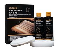 Furniture Clinic Kit de Cuidado del Interior de Cuero del vehículo - Kit de Limpieza para Asientos de Coche - 250 ml de Limpiador y acondicionador - Apto para Todo Tipo de Cuero y Vinilo