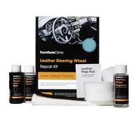 Furniture Clinic Kit de Reparación para Volantes de Cuero (Negro) - Elimina Cualquier Acumulación de Grasa, Repara Cualquier Daño y Restaura el Color de Cualquier Volante de Cuero Desgastado