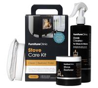Furniture Clinic Kit de cuidado de estufas - Limpia y restaura quemadores, rejillas y chimeneas - Elimina el hollín y la suciedad - Limpiador de vidrio y metal para estufas y pulido de estufas