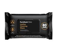 Furniture Clinic Toallitas limpiadoras de cuero - Paquete 80 - Limpieza de tapicería de cuero y vinilo - Para usar en sofás, asientos de coche, muebles y ropa - Acabado limpio, sin residuos ni manchas