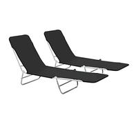 Furniture Item Home - Tumbonas plegables de acero y tela, 2 unidades, color negro