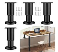 Furniture Legs Adjustable,4 Pcs,Table Legs Metal,DIY Replacement Furniture Support Feet,Black Sofa Legs,Desk Legs,with Screws and Protector Feet,for Kitchen Bathroom