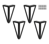 Furniture Legs Qenovo 4 Paquetes Patas de Muebles, Patas de Mesa de Metal, 15 cm, Patas de Muebles, para Mesa de TV, pie de Mesa Baja, Armario, sofá Cama y Otros. (15 cm, Negro)