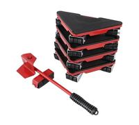Furniture mover, Juego de rodillos for mudanzas, transporte y elevación de muebles, herramienta de elevación con ruedas, barra for mover objetos pesados, herramientas manuales ，rotatable(5PCS Red Big)