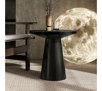 Furniture of America Crambel - Mesa auxiliar redonda moderna y contemporánea de madera maciza de 20 pulgadas con base de pedestal en forma de cono para sala de estar, color negro