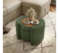 Furniture of America Lennox - Otomana redonda de felpilla moderna de 25 pulgadas con tapa abatible reversible, reposapiés tapizado para sala de estar, dormitorio, entrada, color verde