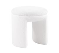 Furniture of America Rami Modern - Otomana tapizada de madera maciza de 18 pulgadas con base de pedestal, taburete de tocador, taburete pequeño para dormitorio, sala de estar, entrada, color beige