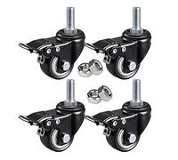 Furniture Swivel Castor,1.5inch Castor Wheels with Brakes Stem Castors, Threaded Stem Caster Locking Swivel Casters, Trolley Swivel Wheels with Brakes, Load 160kg, Pack of 4, Screw Thread M8*25mm, M10