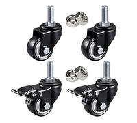 Furniture Swivel Castor,1.5inch Castor Wheels with Brakes Stem Castors, Threaded Stem Caster Locking Swivel Casters, Trolley Swivel Wheels with Brakes, Load 160kg, Pack of 4, Screw Thread M8*25mm, M10