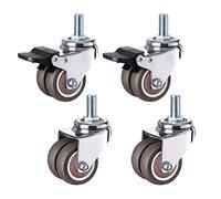 Furniture Swivel Castor,2" Swivel Stem Caster Wheels, Double Wheel Design, Furniture Castors with Threaded Stem, Screwed Bolt M12x25cm, Replacements Castersfor Trolley, Workbench, Furniture Casters (S