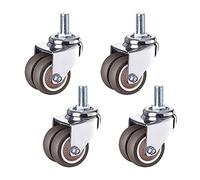 Furniture Swivel Castor,2" Swivel Stem Caster Wheels, Double Wheel Design, Furniture Castors with Threaded Stem, Screwed Bolt M12x25cm, Replacements Castersfor Trolley, Workbench, Furniture Casters (S
