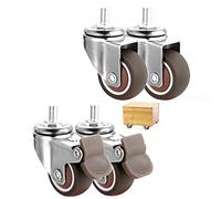 Furniture Swivel Castor,38mm Furniture Swivel Casters,Stem Casters Wheels, 3 Combinations, Silent Wheels with Brakes, Screw Rod M8*20mm, M10*25mm, Pack of 4, for for Trolleys, Industrial Use an(M8*20m