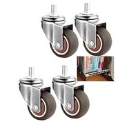 Furniture Swivel Castor,38mm Furniture Swivel Casters,Stem Casters Wheels, 3 Combinations, Silent Wheels with Brakes, Screw Rod M8*20mm, M10*25mm, Pack of 4, for for Trolleys, Industrial Use an(M10*25