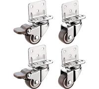 Furniture Swivel Castor,4 Pcs Swivel Plate Casters with Brake, 360 Degree L- Shaped Plate Castors, for Bed, Carts Trolley, Kitchen Cabinet, Furniture, Loading Capacity 75kg Casters (Color : 4 Pcs(4 Pc