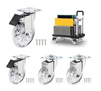 Furniture Swivel Castor,4pcs Castor Wheels, 100mm Plate Swivel Casters, PU Transparent Swivel Wheels for Moving Furniture and Trolley, 3 Combinations, Up to 200kg Casters (Size : 2 Braked+2 Swi(2 Brak