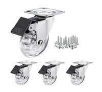 Furniture Swivel Castor,4pcs Heavy Duty Castor Wheels, Transparent PU Swivel Wheels for Moving Furniture and Trolley, Single Wheel Load 40kg Casters(4 Braked)