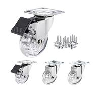 Furniture Swivel Castor,4pcs Heavy Duty Castor Wheels, Transparent PU Swivel Wheels for Moving Furniture and Trolley, Single Wheel Load 40kg Casters(2 Braked+2 Swivel)