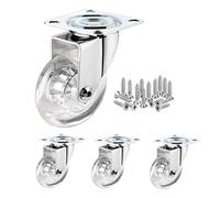 Furniture Swivel Castor,4pcs Heavy Duty Castor Wheels, Transparent PU Swivel Wheels for Moving Furniture and Trolley, Single Wheel Load 40kg Casters(4 Swivel)
