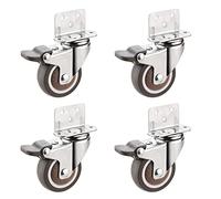 Furniture Swivel Castor,50mm 4 Pack L-Shaped Plate Swivel Caster, TPE Furniture Casters, Industrial Transport Casters, 75kg Load Capacity, for Red, Furniture, Flower Stands Casters (Size :(4 Braked)