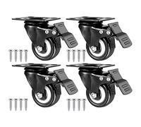 Furniture Swivel Castor,50mm Swivel Caster Wheels, PU Swivel Trolley Furniture Caster, with Top Plate & Bearing, No Noise Non-Marking, Set of 4 Casters (Size : 4 P(4 Pcs with Brake)