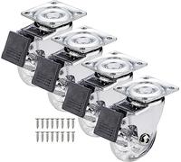 Furniture Swivel Castor,50mm Swivel Castors Wheels, 4X PU Transparent Wheels, Trolley Wheels Heavy Duty Caster Wheels for Furniture Equipment Appliances Carts Chairs Coffee Tables Flower Pots Casters(