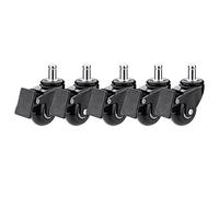Furniture Swivel Castor,5pcs Replacement Casters, for Office Chairs, Swivel Chairs, Stem Size 11 * 22mm, Furniture Casters Wheels, Swivel Casters, with Brakes, Suitable for Various Floors (Colo(Braked
