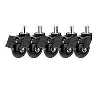 Furniture Swivel Castor,5pcs Replacement Casters, for Office Chairs, Swivel Chairs, Stem Size 11 * 22mm, Furniture Casters Wheels, Swivel Casters, with Brakes, Suitable for Various Floors (Colo(Braked