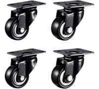 Furniture Swivel Castor,Black Swivel Castor Wheels, Silent Caster for Furniture, Casters Wheels, with Screws, Brakes and Metal Plates, for Trolleys Moving Furniture Casters (Color : 3 Inch, Size