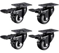 Furniture Swivel Castor,Black Swivel Castor Wheels, Silent Caster for Furniture, Casters Wheels, with Screws, Brakes and Metal Plates, for Trolleys Moving Furniture Casters (Color : 1.5 Inch, Si
