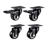 Furniture Swivel Castor,Black Swivel Castor Wheels, Silent Caster for Furniture, Casters Wheels, with Screws, Brakes and Metal Plates, for Trolleys Moving Furniture Casters (Color : 2.5 Inch, Si(1.5 I