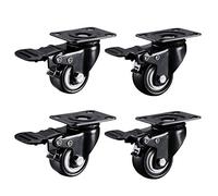 Furniture Swivel Castor,Black Swivel Castor Wheels, Silent Caster for Furniture, Casters Wheels, with Screws, Brakes and Metal Plates, for Trolleys Moving Furniture Casters (Color : 2.5 Inch, Si(3 Inc
